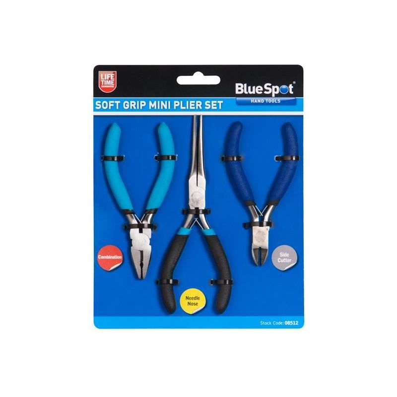 Bluespot Tools Soft Grip Mini Plier Set, 3 Piece BlueSpot Tools - RockBottom Northampton