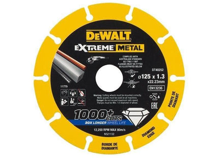 Dewalt DT40252 Extreme Diamond Metal Cutting Disc 125 x 22.23 x 1.3mm Dewalt - RockBottom Northampton