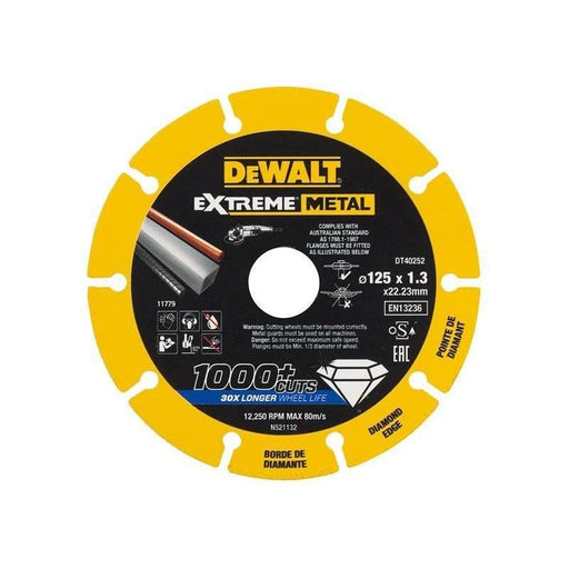 Dewalt DT40252 Extreme Diamond Metal Cutting Disc 125 x 22.23 x 1.3mm Dewalt - RockBottom Northampton
