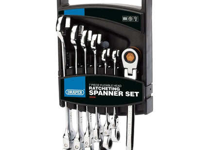 Draper HI-TORQ Metric Flexible Head Ratcheting Combination Spanner Set (7 Piece) Draper - Town Tools 