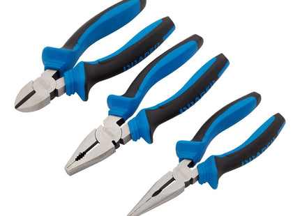 Draper Soft Grip Pliers Set, 160mm, Blue (3 Piece) Draper - Town Tools