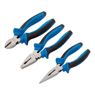 Draper Soft Grip Pliers Set, 160mm, Blue (3 Piece) Draper - Town Tools