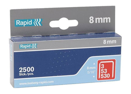 Rapid 53/8B 8mm Galvanised Staples (Box 2500) Rapid - RockBottom Nothampton