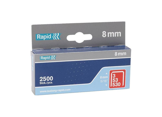 Rapid 53/8B 8mm Galvanised Staples (Box 2500) Rapid - RockBottom Nothampton