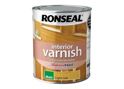 Ronseal Interior Varnish Quick Dry Matt Light Oak 750ml Ronseal - RockBottom Nothampton