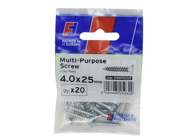 ForgeFix Multi-Purpose Pozi Screw CSK ST ZP 4.0 x 25mm ForgePack 20 ForgeFix - RockBottom Northampton