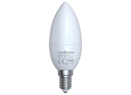 Link2Home Wi-Fi LED SES (E14) Opal Candle Dimmable Bulb, White + RGB 400 lm 5W Link2Home - RockBottom Northampton