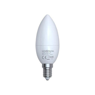 Link2Home Wi-Fi LED SES (E14) Opal Candle Dimmable Bulb, White + RGB 400 lm 5W Link2Home - RockBottom Northampton