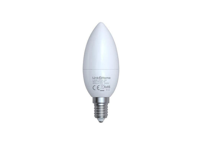 Link2Home Wi-Fi LED SES (E14) Opal Candle Dimmable Bulb, White + RGB 400 lm 5W Link2Home - RockBottom Northampton