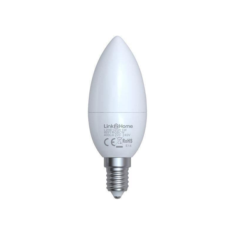 Link2Home Wi-Fi LED SES (E14) Opal Candle Dimmable Bulb, White + RGB 400 lm 5W Link2Home - RockBottom Northampton