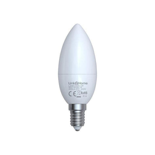 Link2Home Wi-Fi LED SES (E14) Opal Candle Dimmable Bulb, White + RGB 400 lm 5W Link2Home - RockBottom Northampton