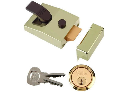 Yale Locks P89 Deadlock Nightlatch 60mm Backset Brasslux Finish Visi Yale Locks - RockBottom Northampton