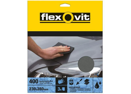 Flexovit Waterproof Sanding Sheets 230 x 280mm Fine 400G (3) Flexovit - RockBottom Northampton