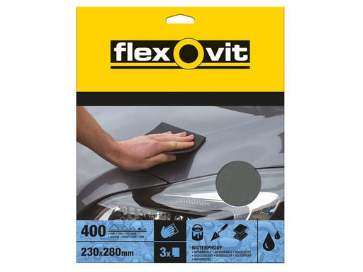 Flexovit Waterproof Sanding Sheets 230 x 280mm Fine 400G (3) Flexovit - RockBottom Northampton