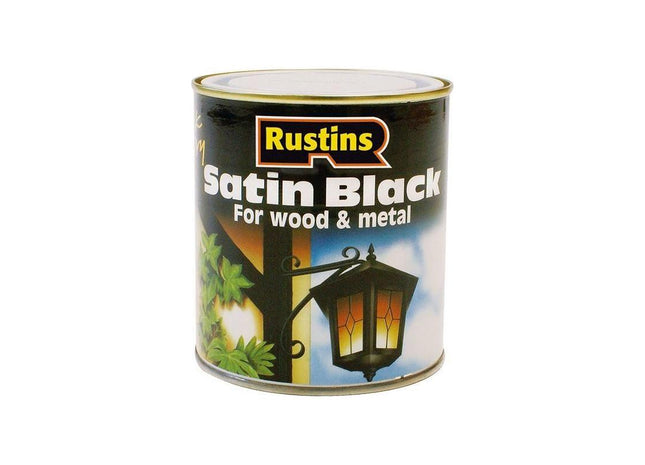 Rustins Satin Black Paint Quick Drying 500ml Rustins - RockBottom Nothampton