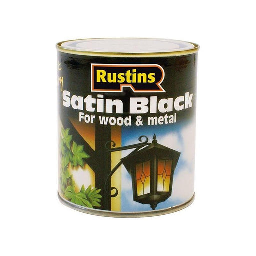 Rustins Satin Black Paint Quick Drying 500ml Rustins - RockBottom Nothampton