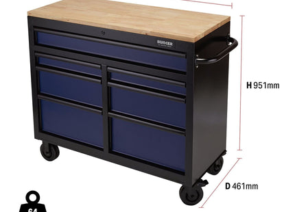 Draper BUNKER Workbench Roller Tool Cabinet, 7 Drawer, 41", Blue 08222 Draper - Town Tools 