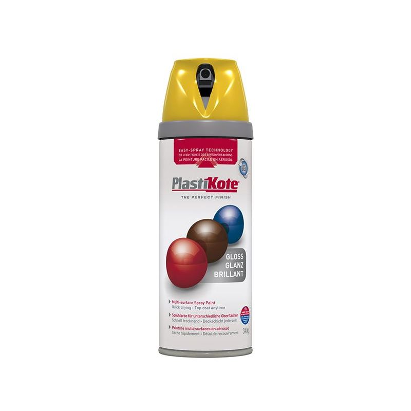 Plastikote Twist & Spray Gloss Yellow 400ml PlastiKote - RockBottom Nothampton