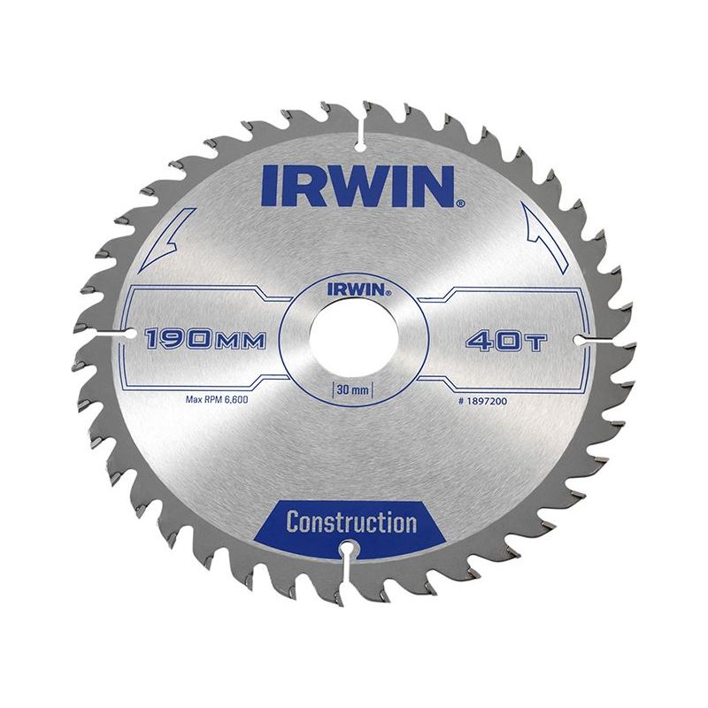 Irwin® Construction Circular Saw Blade 190 x 30mm x 40T ATB IRWIN® - RockBottom Northampton