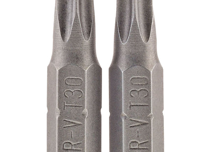 Draper TX-STAR Insert Bit, 1/4" Hex, 25mm Long, T30 (Pack of 2) Draper - Town Tools 