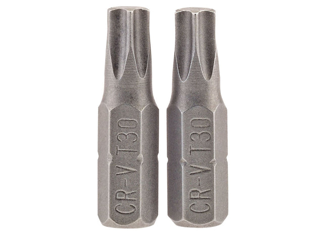 Draper TX-STAR Insert Bit, 1/4" Hex, 25mm Long, T30 (Pack of 2) Draper - Town Tools 