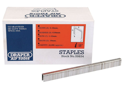 Draper Staples, 10mm  (Pack of 10000) 59834 Draper - Town Tools 