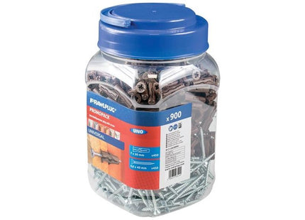 Rawlplug Brown UNO® Plugs & Screws in Jar (450 Plugs + 450 Screws) Rawlplug - RockBottom Nothampton