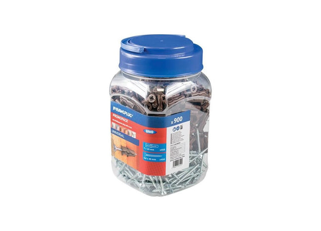Rawlplug Brown UNO® Plugs & Screws in Jar (450 Plugs + 450 Screws) Rawlplug - RockBottom Nothampton