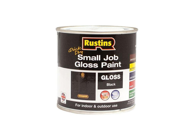 Rustins Quick Dry Small Job Gloss Paint Black 250ml Rustins - RockBottom Nothampton