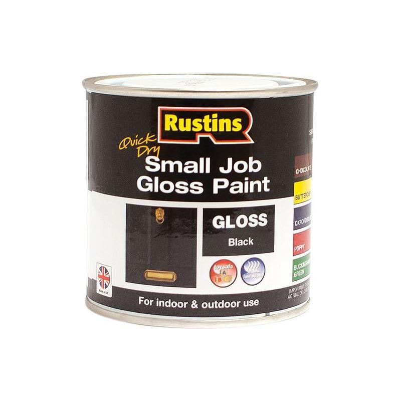 Rustins Quick Dry Small Job Gloss Paint Black 250ml Rustins - RockBottom Nothampton