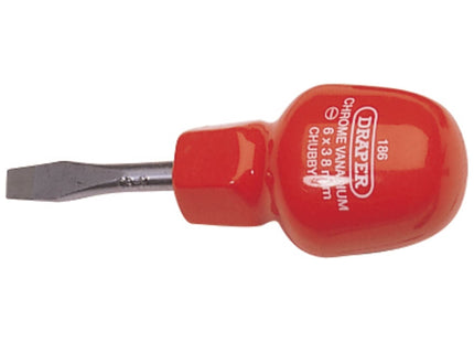 Draper Plain Slot Flared Tip Cabinet Pattern Chubby Screwdriver, 6 x 38mm (Sold Draper - Town Tools 