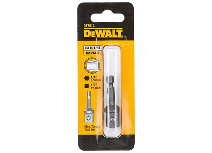 Dewalt Power Tools DT7512 1/4in Hex to 1/2in Drive Impact Adaptor DeWALT Power Tools - RockBottom Northampton