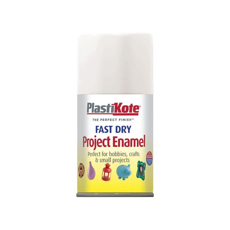 Plastikote Fast Dry Enamel Aerosol Gloss White 100ml PlastiKote - RockBottom Nothampton