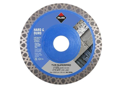 Rubi Tiling Tools TVR115 TVR SUPERPRO Diamond Blade 115mm RUBI TILING TOOLS - RockBottom Nothampton