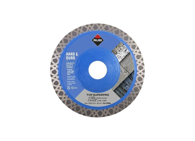 Rubi Tiling Tools TVR115 TVR SUPERPRO Diamond Blade 115mm RUBI TILING TOOLS - RockBottom Nothampton
