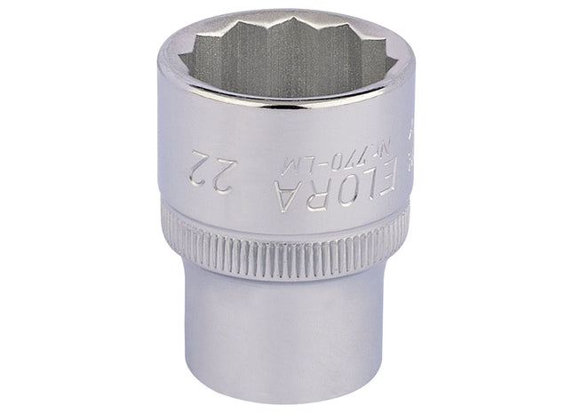 Draper Elora Bi-Hexagon Socket, 1/2" Sq. Dr., 22mm 24674 Draper - Town Tools 