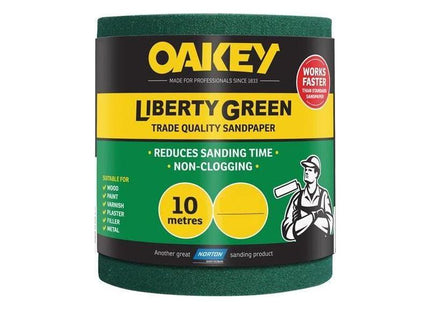 Oakey Liberty Green Sanding Roll 115mm x 10m Medium 80G Oakey - RockBottom Nothampton