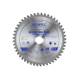 Faithfull TCT Circular Saw Blade Triple Chip Ground 216 x 30mm x 48T NEG Faithfull - RockBottom Northampton