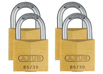 Abus Mechanical 65/30mm Brass Padlock Quad Pack ABUS Mechanical - RockBottom Northampton 