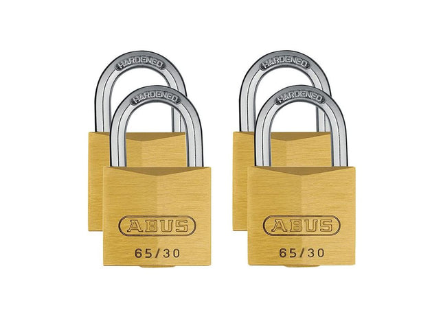 Abus Mechanical 65/30mm Brass Padlock Quad Pack ABUS Mechanical - RockBottom Northampton 