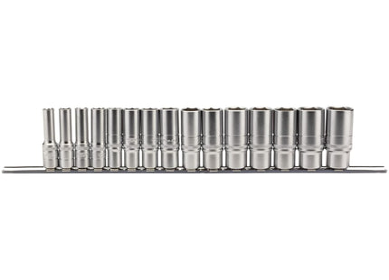 Draper Metric Deep Socket Set on a Metal Rail, 3/8" Sq. Dr. (15 Piece) 16494 Draper - Town Tools 
