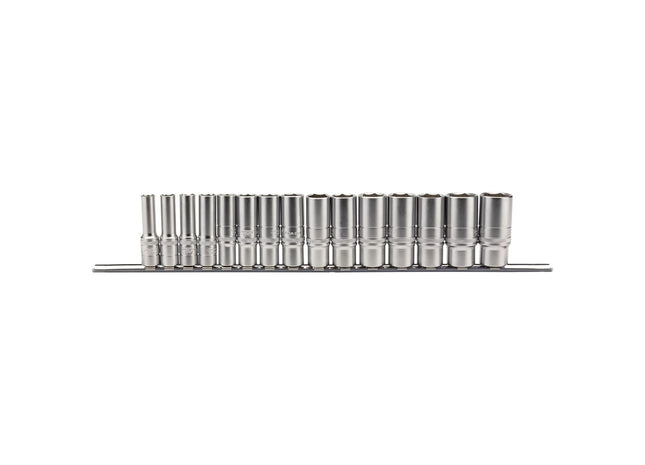 Draper Metric Deep Socket Set on a Metal Rail, 3/8" Sq. Dr. (15 Piece) 16494 Draper - Town Tools 