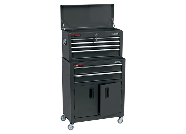 Draper Combined Roller Cabinet and Tool Chest, 6 Drawer, 24", Black 19572 Draper - Town Tools 