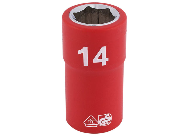 Draper Fully Insulated VDE Socket, 3/8" Sq. Dr., 14mm 31697 Draper - Town Tools 