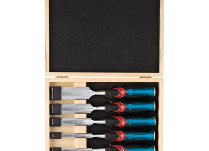 Draper Soft Grip 'Pound Thru' Bevel Edge Wood Chisel Set, 140mm (6 Piece) 70419 Draper - Town Tools 