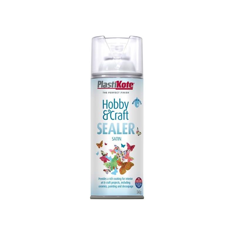 Plastikote Hobby & Craft Sealer Spray Clear Satin 400ml PlastiKote - RockBottom Nothampton