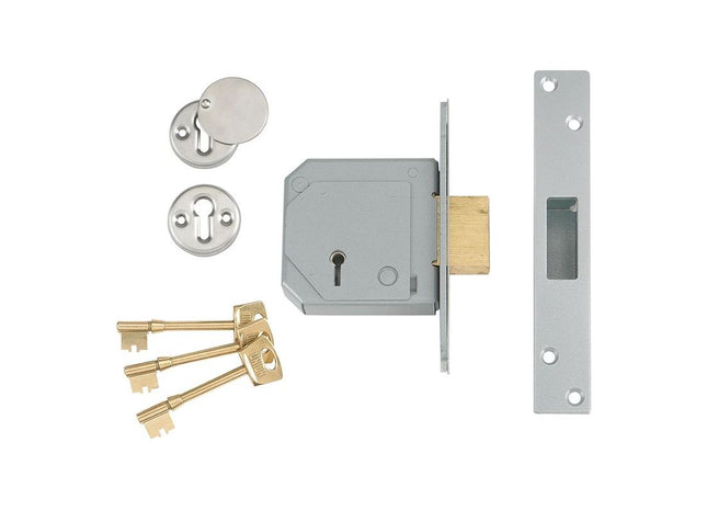 Union 3G114E 5 Lever Mortice Deadlock C-Series 67mm 2.5in Satin Chrome UNION - RockBottom Northampton