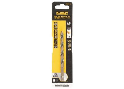 Dewalt Power Tools BLACK&GOLD Hex HSS-G Drill Bit 7.5mm DeWALT Power Tools - RockBottom Northampton