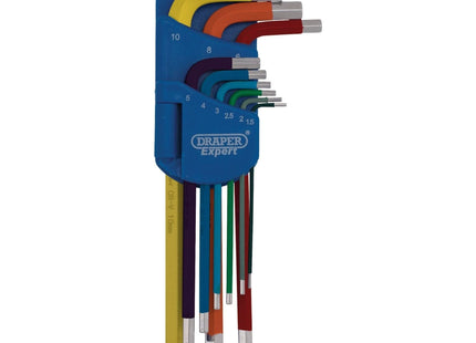Draper Expert Metric Long Arm Hex Key Set, Colour Coded (9 Piece) 04905 Draper - Town Tools 