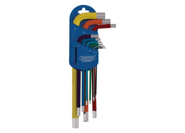 Draper Expert Metric Long Arm Hex Key Set, Colour Coded (9 Piece) 04905 Draper - Town Tools 